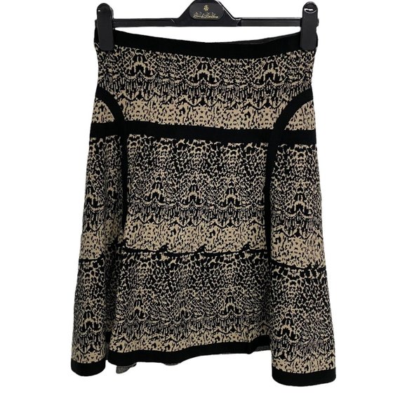 Sloni petite women's knit skirt A-line pull on black beige size P/M - Picture 3 of 8